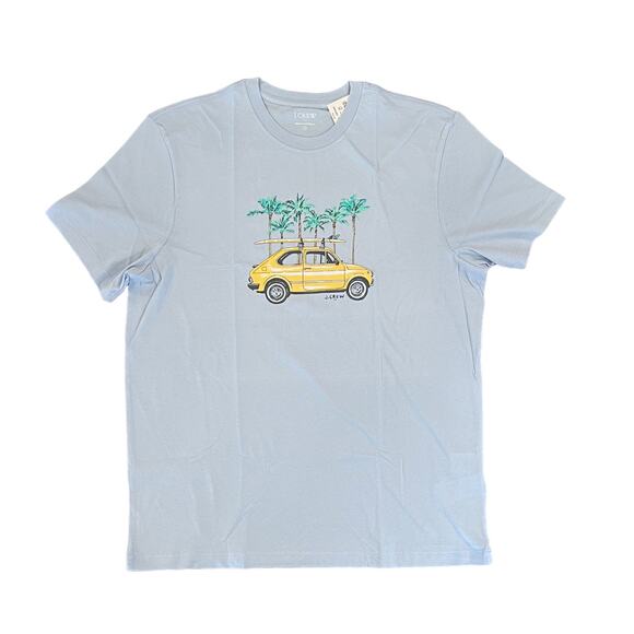 NWT J. Crew Gentle Sea Blue W/Surfboard Car Graphic Tee - Picture 1 of 10